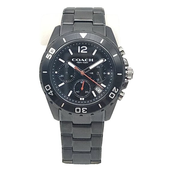COACH KENT BLACK STAINLESS STEEL CHRONOGRAPH MENS WATCH 44MM - Picture 1 of 5